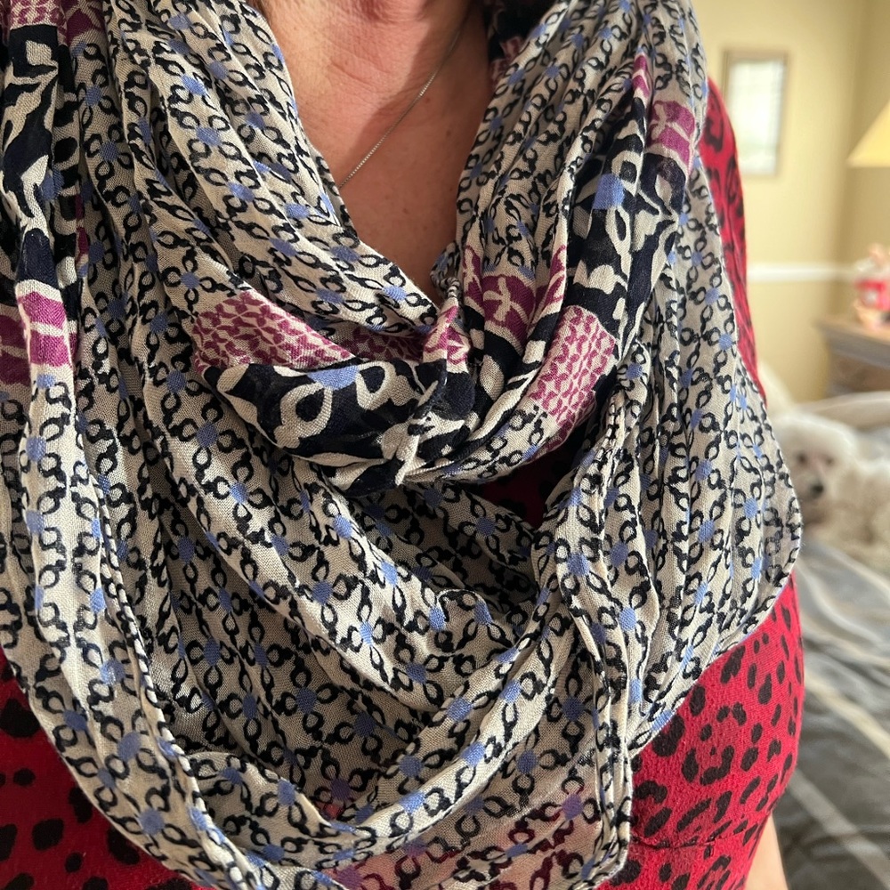 Ann Taylor loft infinity scrap wrap colors purple black blue. Good as new